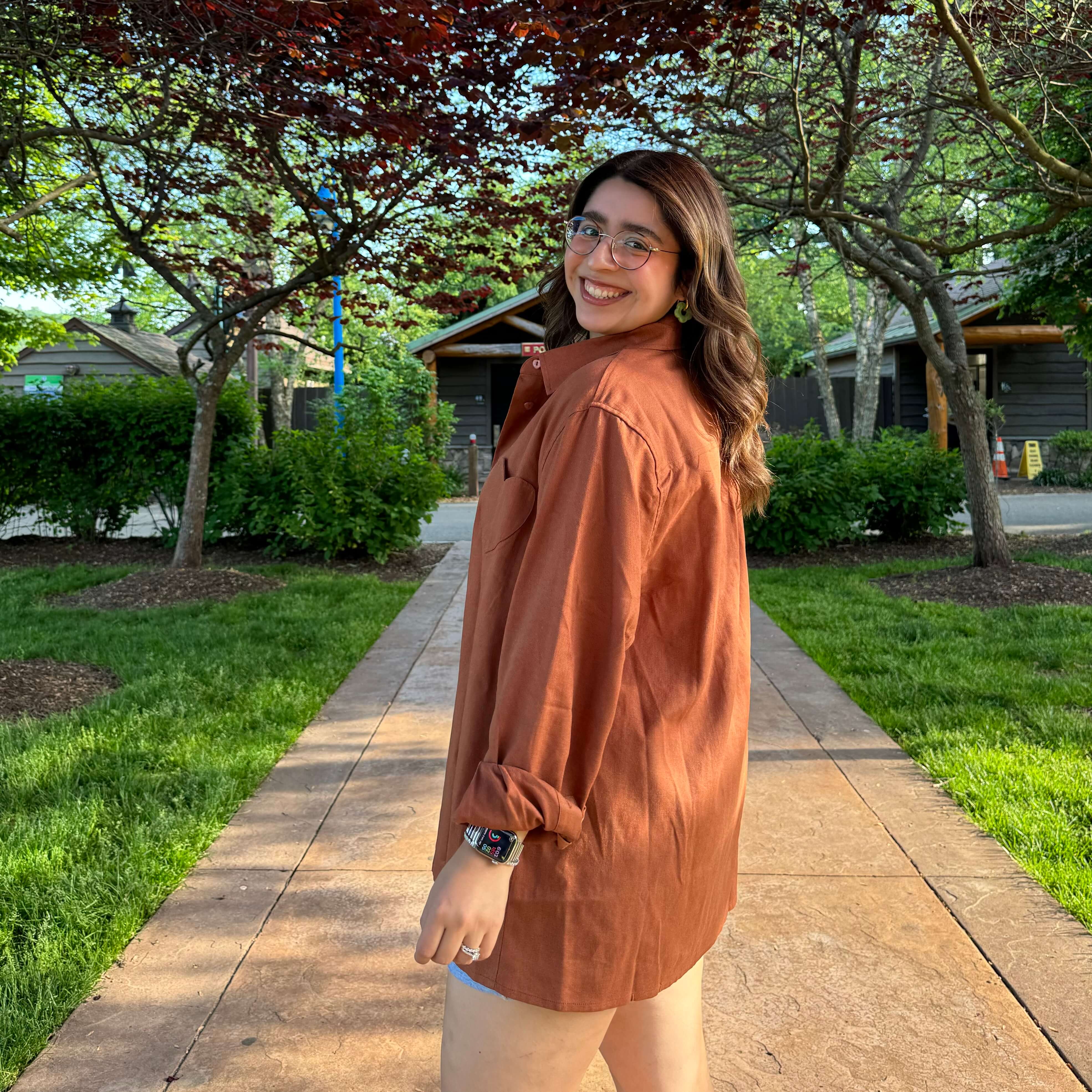 Linen Long-Sleeve Button-Up - Acorn