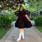 Tiered Shirt Dress - Black