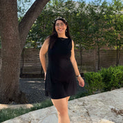 Boatneck Mini Dress - Black