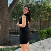 Boatneck Mini Dress - Black