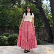 Gingham Long Skirt - Tomato *Clearance Sale*