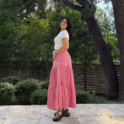 Gingham Long Skirt - Tomato *Clearance Sale*